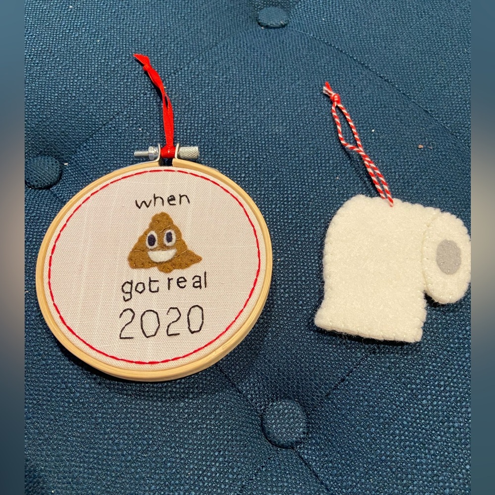 Humorous 2020 Covid Embroidered Ornament Set